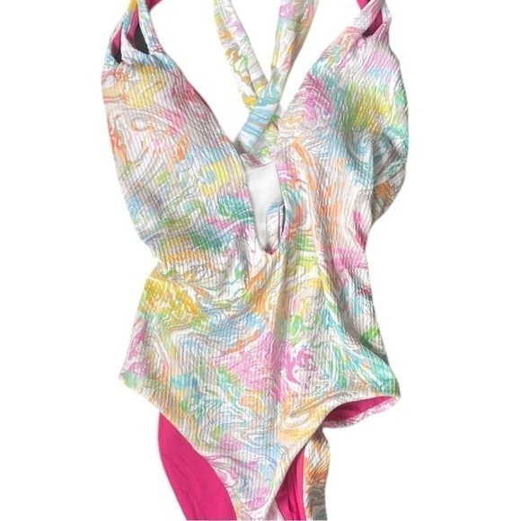 Becca Hot Springs One Piece Medium Tie Dye Plunge Swimsuit - Picture 6 of 9